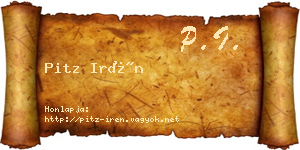 Pitz Irén névjegykártya